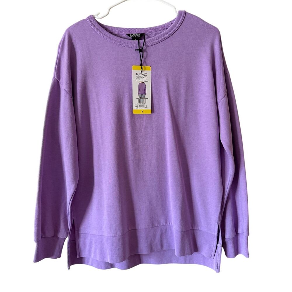 NWT Women's Purple Buffalo David Bitton Crew Lightweight Sweatshirt sz S
